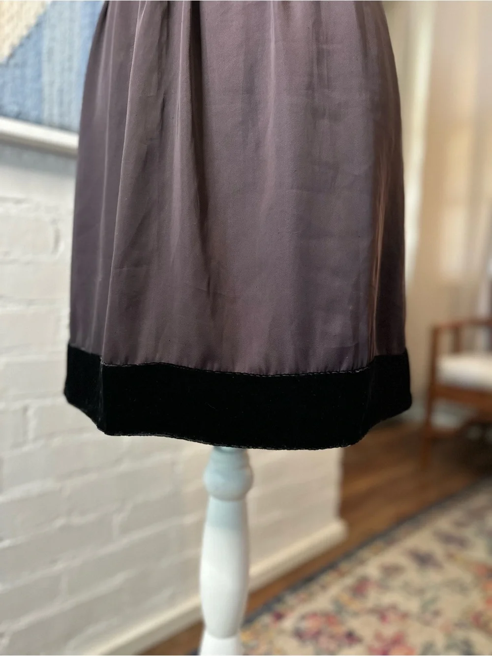 Gap Brown Mini Skirt with Black Velvet Silk BlendTrim